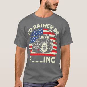 Mens Farmer Boy Funny I'd Rather Be Farming Vinta T-Shirt