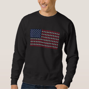 Mens Farming Farmer Tractor July 4th American Flag Sweatshirt