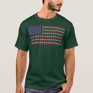 Mens Farming Farmer Tractor July 4th American Flag T-Shirt