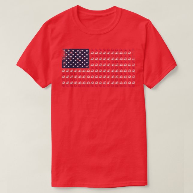 Mens Farming Farmer Tractor July 4th American Flag T-Shirt (Design Front)