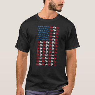 Mens Farming Farmer Tractor July 4th American Flag T-Shirt