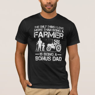 Mens  Farming Tractor Retro Farmer Bonus Dad Fathe T-Shirt
