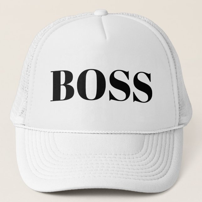 Mens Fashion Funny Novelty Baseball BOSS Trucker Hat (Front)