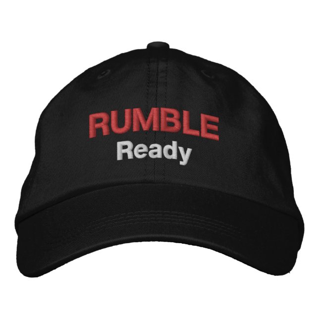 Mens Fashion Funny Novelty Golf RUMBLE READY Embroidered Hat (Front)