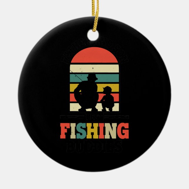 Mens Father And Son Best Fishing Buddies Hobby Ceramic Tree Decoration (Front)