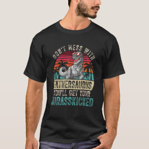 Mens  Father Dinosaurs Retro Dad Father's Day Clot T-Shirt