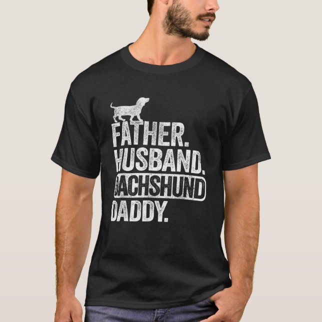 Mens Father Husband Dachshund Daddy Wiener Dad Gra T-Shirt (Front)