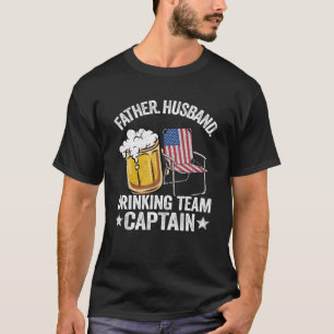 Mens Father Husband USA Drinking Team Captain Beer T-Shirt