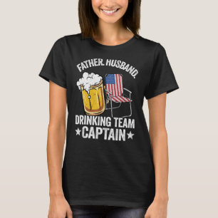 Mens Father Husband Usa Drinking Team Captain Beer T-Shirt
