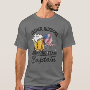 Mens Father Husband USA Drinking Team Captain Beer T-Shirt