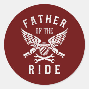 Mens Father Of The Ride Motorcycle Motorbike Classic Round Sticker