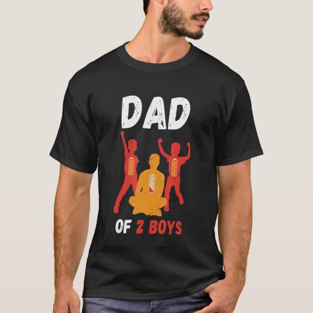 Mens Fathers Day 2 Boys Fully Charge Father Draine T-Shirt (Front)