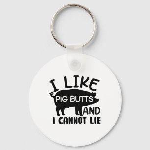 Mens Father's Day Bbq I Like Pig Butts Grill Key Ring
