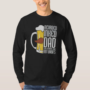 Mens Father's Day Bearded Inked Dad Beer Tattoo T-Shirt