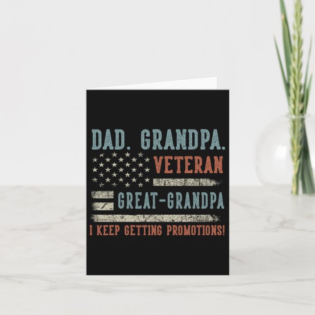 Mens Fathers Day Dad Grandpa Veteran Great Grandpa Card (Front)