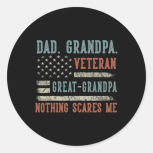 Mens Fathers Day Dad Grandpa Veteran Great Grandpa Classic Round Sticker