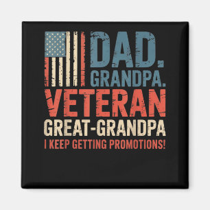 Mens Fathers Day Dad Grandpa Veteran Great Grandpa Magnet