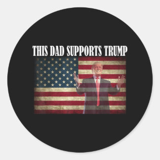 Mens Fathers Day Donald Trump American Flag Shirt  Classic Round Sticker