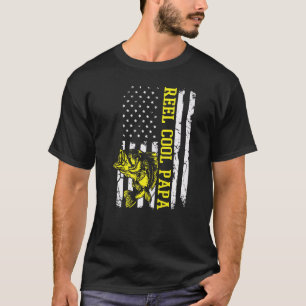 Mens Father's Day Fishing Fisher Usa Flag America T-Shirt