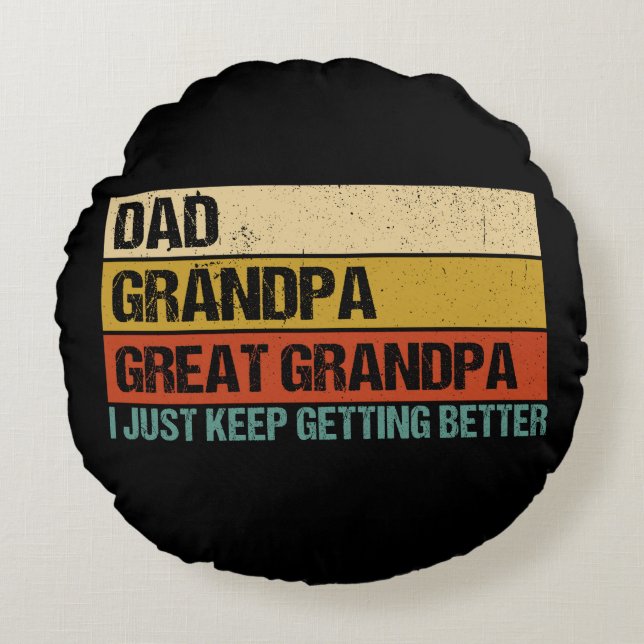 Mens Fathers Day Gift from Grandkids Dad Grandpa  Round Cushion (Front)