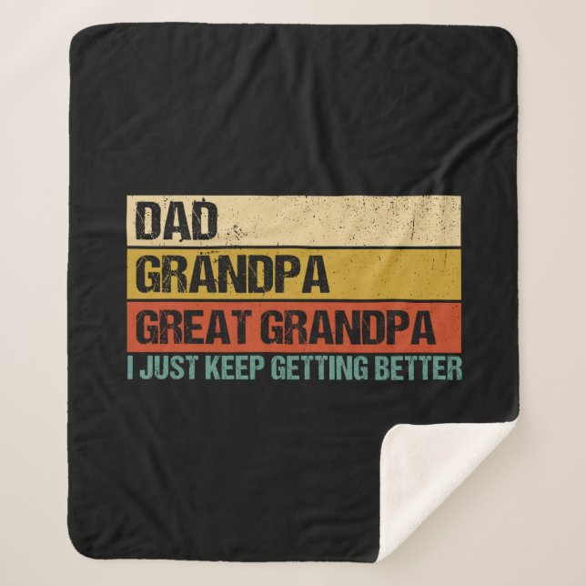 Mens Fathers Day Gift from Grandkids Dad Grandpa Sherpa Blanket (Front)