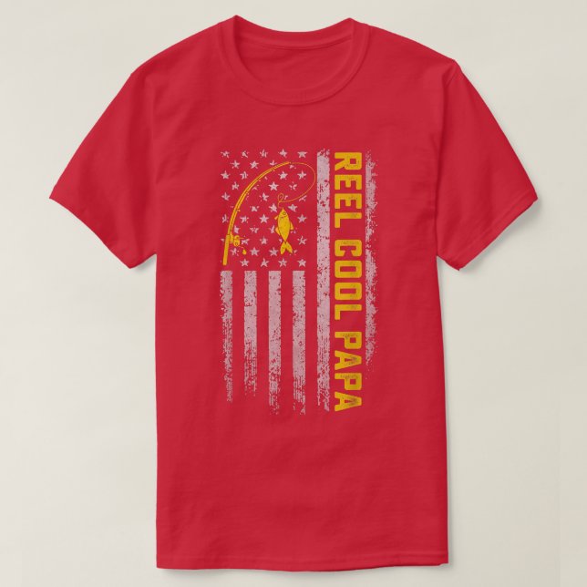 Mens Fathers Day Gift Funny Fishing Reel Cool Papa T-Shirt (Design Front)