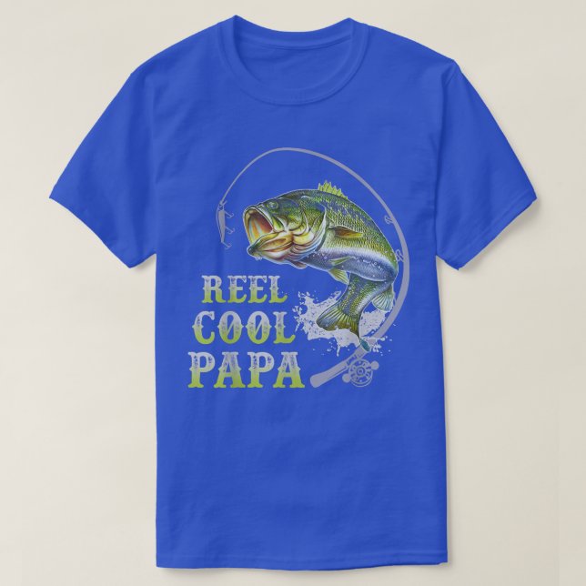 Mens Fathers Day Gift Funny Fishing Reel Cool Papa T-Shirt (Design Front)