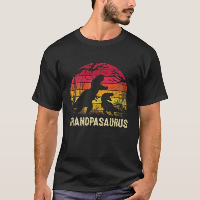 Mens Father's Day GrandpaSaurus Rex Funny Dinosaur T-Shirt (Front)