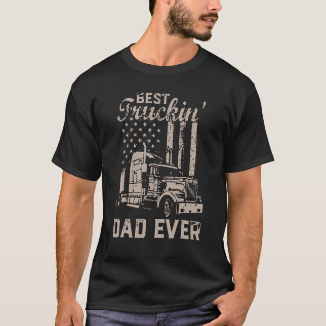Mens Father's Day  Men Best Truckin Dad Ever Big R T-Shirt (Front)