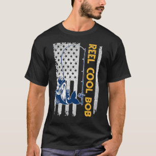 Mens Father's Day Reel Cool Bob Fish American Fla T-Shirt