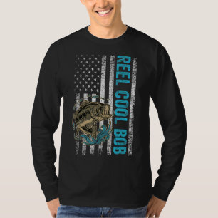 Mens Father's Day Reel Cool Bob Fish American Fla T-Shirt