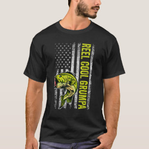 Mens Father's Day Reel Cool Grumpa Fish American T-Shirt