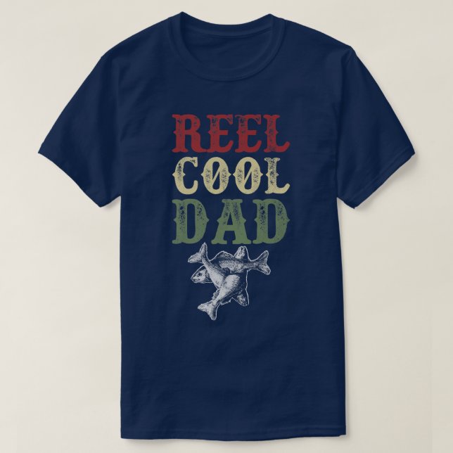 Mens Fathers Day Retro Fishing Reel Cool Dad Papa  T-Shirt (Design Front)