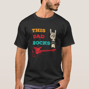 Mens Father's Day This Dad Rocks Guitar Hand Proud T-Shirt