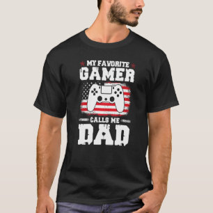 Mens Favourite Gamer Calls Me Dad Amazing Flag Fat T-Shirt