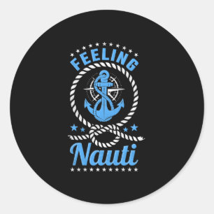 Mens feeling nauti boating performance classic round sticker