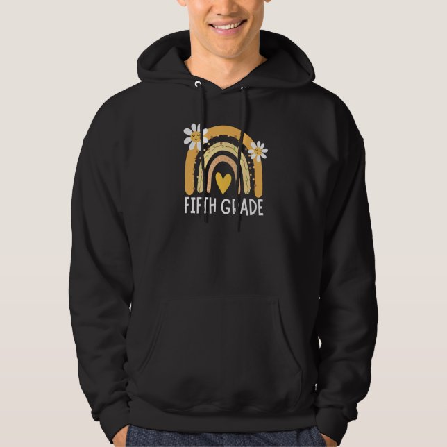 Mens Fifth Grade Teacher Life Cute Boho Rainbow In Hoodie (Front)