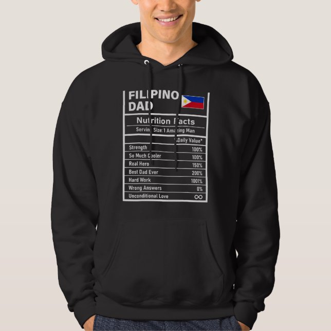 Mens Filipino Dad Nutrition Facts Father's Day Nat Hoodie (Front)