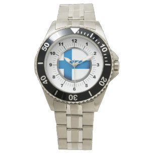Men's Finland Flag Stainless Steel Bracelet Watch