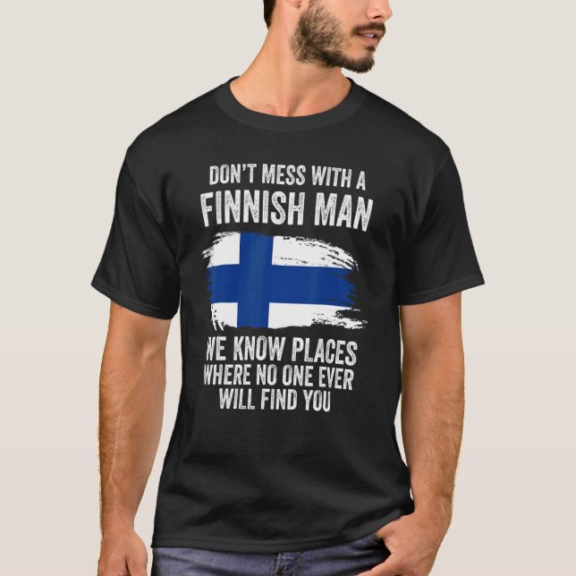 Mens Finnish Flag Finland T-Shirt (Front)