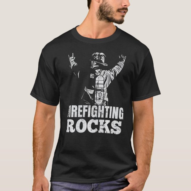Mens Firefighter Firefighting Rocks Fireman Premiu T-Shirt (Front)