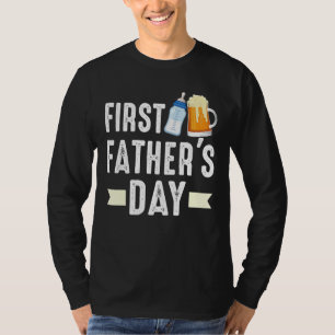 Mens First Fathers Day T Shirt Beer Baby Bottle Da