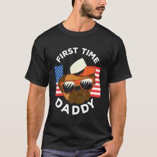 Mens First Time Dad Est 2021 Usa Flag Cool Pug Pup T-Shirt