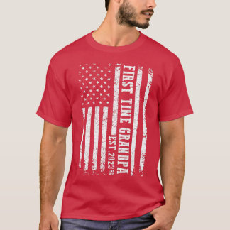 Mens First Time Grandpa Est 2023 Vintage Fathers D T-Shirt