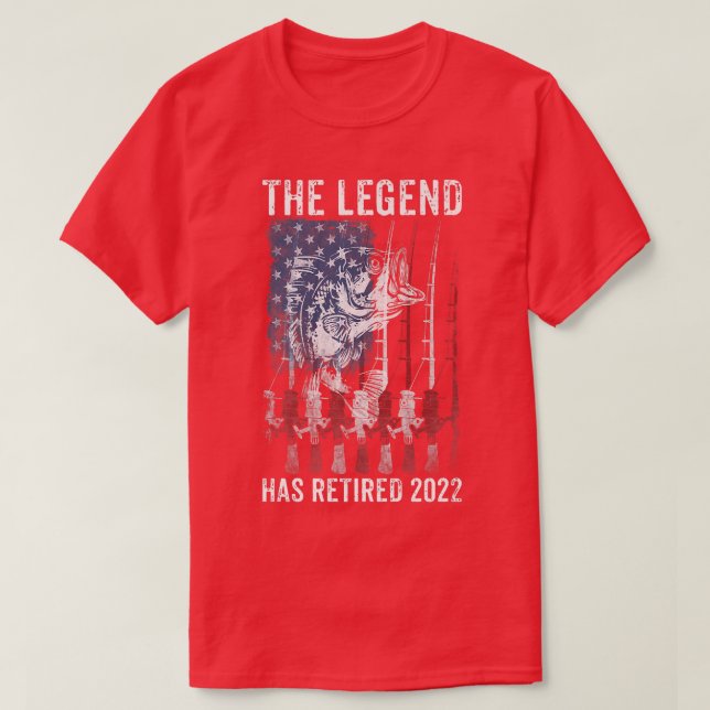 Mens Fishing American Flag Retirement The Legend H T-Shirt (Design Front)