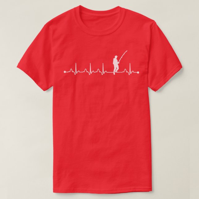 Mens Fishing Heartbeat EKG Pulse Fisherman Lover  T-Shirt (Design Front)