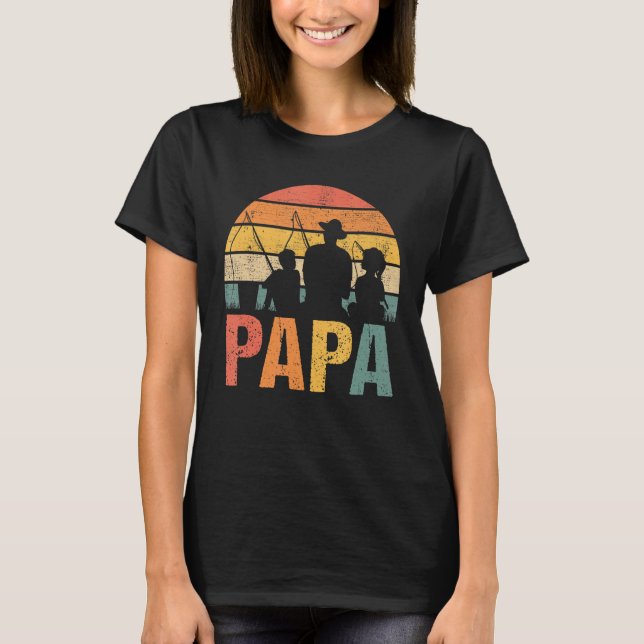 Mens Fishing Papa  Father's Day Fisherman Dad Gran T-Shirt (Front)