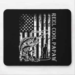 Mens Fishing Reel Cool Papaw American Flag Fathers Mouse Mat