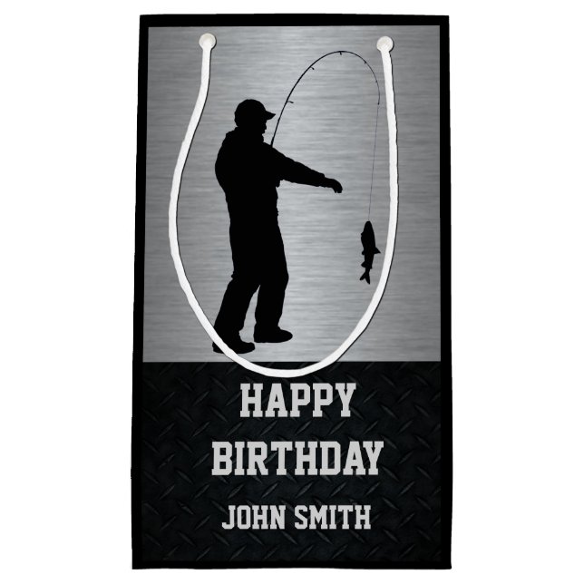 Men's Fishing Themed Happy Birthday Gift Bag (Front)