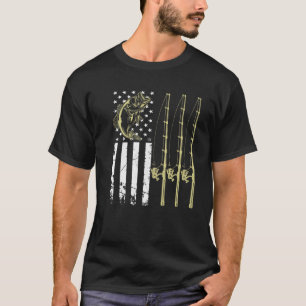 Mens Fishing US Camouflage USA Flag Bass Fish, Fis T-Shirt
